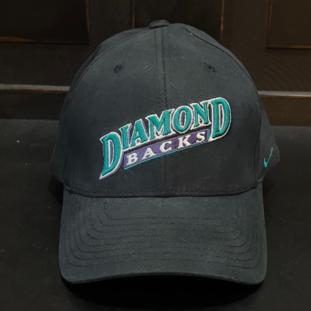 Vintage 90s Nike Team Black Teal Arizona Diamondbacks Mini Swoosh Flexfit Hat